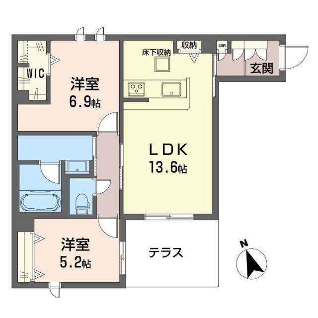 シャーメゾン 木の実(2LDK/1階)の間取り写真
