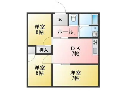 OHTAハイツ(3DK/2階)の間取り写真