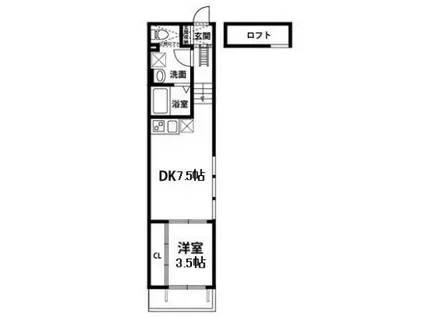 TSコート(1DK/2階)の間取り写真