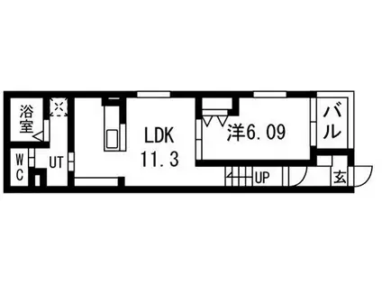リベール元中野II(1LDK/2階)の間取り写真