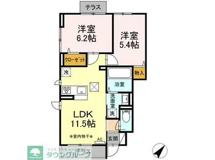 RSHEIM(2LDK/1階)の間取り写真