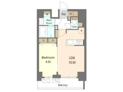 S-RESIDENCE新宿早稲田AVELIS(1LDK/12階)の間取り写真