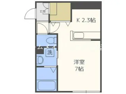 フランジュールあいの里(1K/3階)の間取り写真