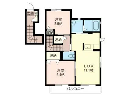 グランメールVI(2LDK/2階)の間取り写真