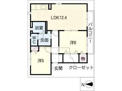 グリーンゲーブルスB棟(2LDK/1階)の間取り写真