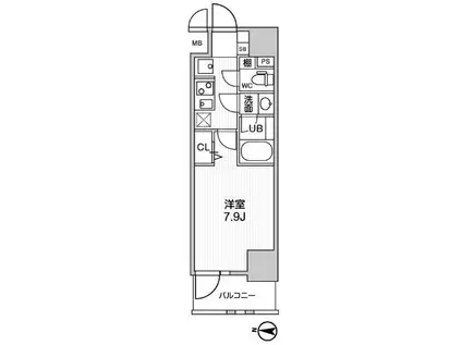 ROOTS KIKUKAWA(1K/6階)の間取り写真