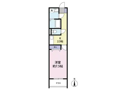 CASA DEO(1K/1階)の間取り写真