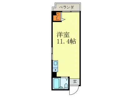 つづれコーポ(ワンルーム/5階)の間取り写真