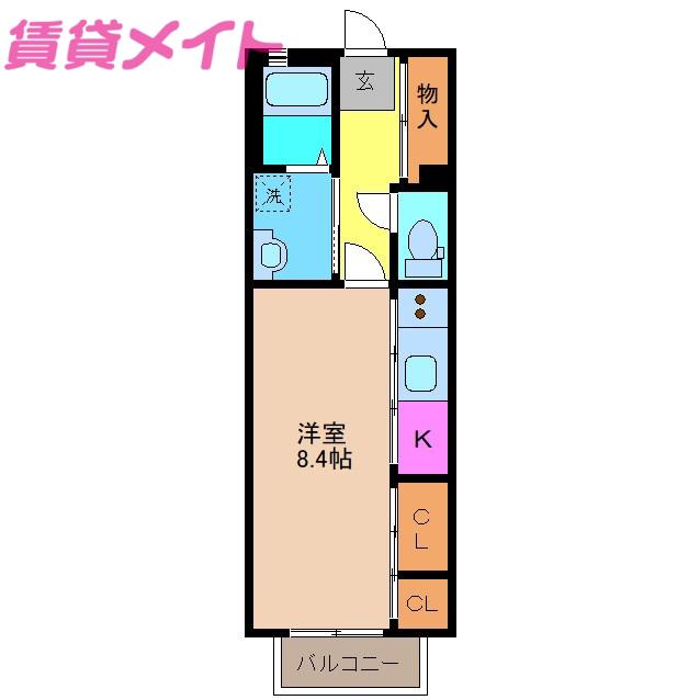 メゾンココット(ワンルーム/2階)の間取り写真