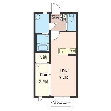 シャインミヤマエF(1LDK/2階)の間取り写真