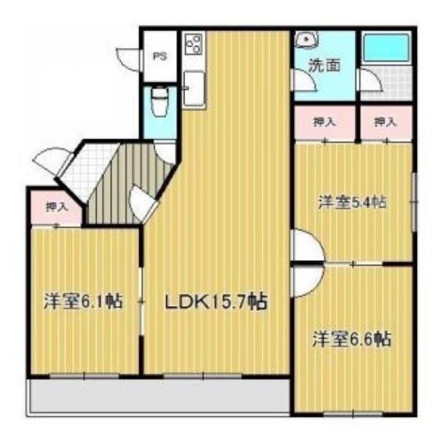 クレセール(3LDK/1階)の間取り写真