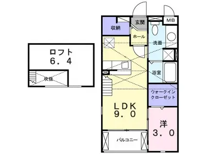 サニーレジデンス西三国A(1LDK/2階)の間取り写真