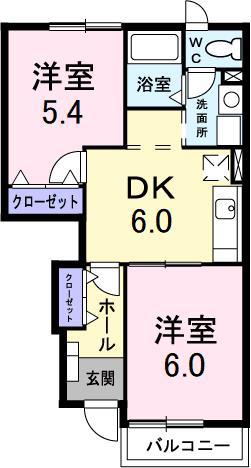 白蔵 IIIA(2DK/1階)の間取り写真