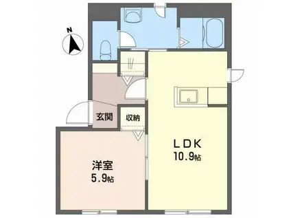 シャーメゾンルミエールB(1LDK/2階)の間取り写真