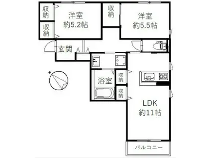AZELEA湘南(2LDK/1階)の間取り写真