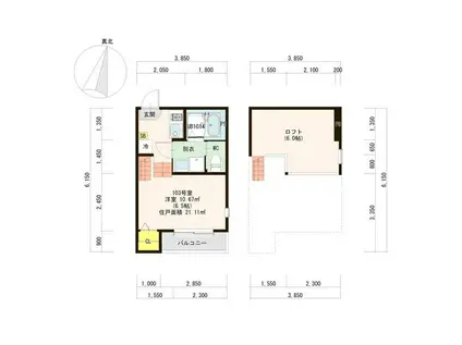 COMODO 高砂(1K/1階)の間取り写真