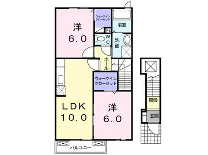 ピース アドバンテージ I番館(2LDK/2階)の間取り写真