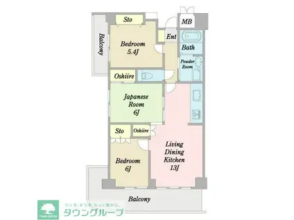 テレス ハラ(3LDK/1階)の間取り写真