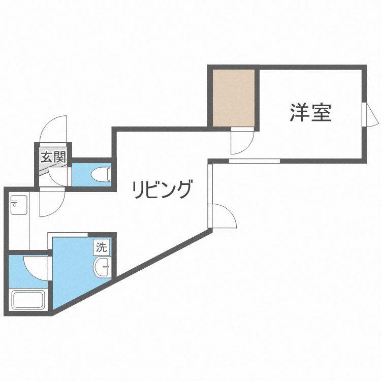 キラメック月寒中央(1DK/3階)の間取り写真