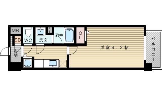プレミア ウエイブ(1K/2階)の間取り写真