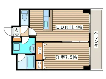 はなみずきガーデン(1LDK/6階)の間取り写真