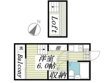 ライブ松戸(1K/2階)の間取り写真