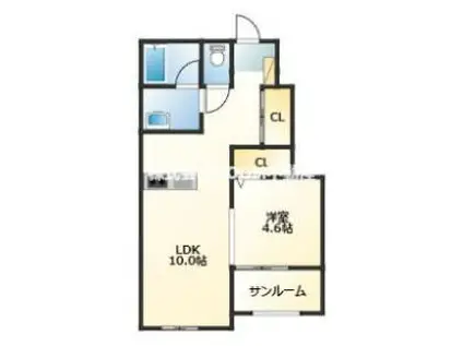 LIETO 神の杜(1LDK/1階)の間取り写真