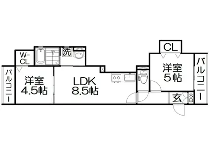 スリール明和II(2LDK/3階)の間取り写真