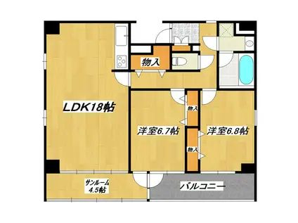 ジェネラス・パレス(2LDK/6階)の間取り写真