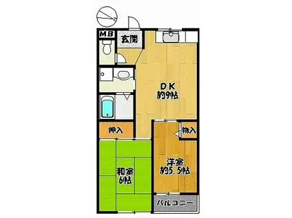 フラワーハイツ(2DK/3階)の間取り写真