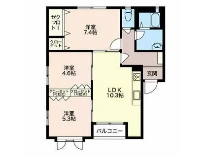 ピアチェーレ安東(3LDK/2階)の間取り写真