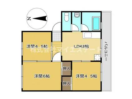 松高マンションB(3LDK/2階)の間取り写真