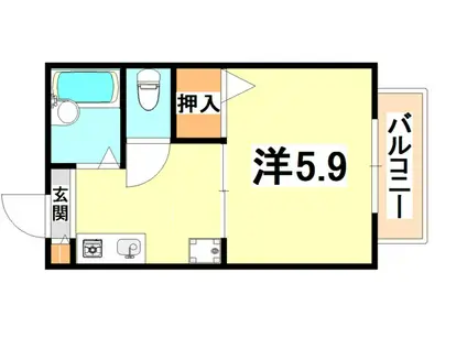 ディアス六甲(1K/1階)の間取り写真