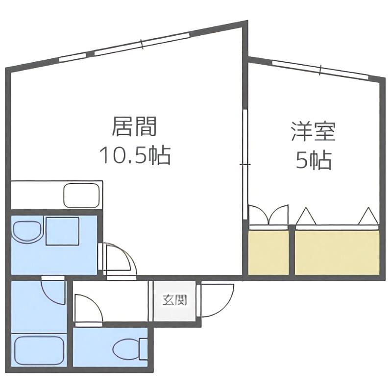 シングルコート南7条B棟(1LDK/2階)の間取り写真