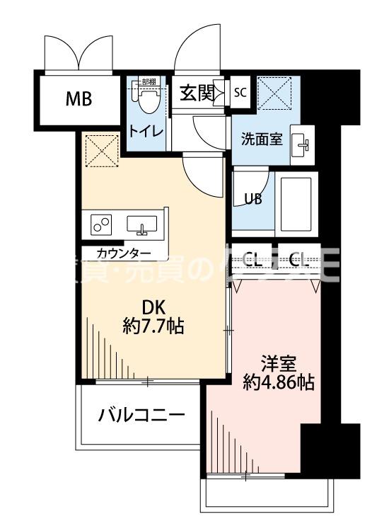 プレジオ難波ASIAN(1DK/6階)の間取り写真