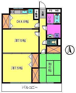 パークコート高島本町(3DK/2階)の間取り写真