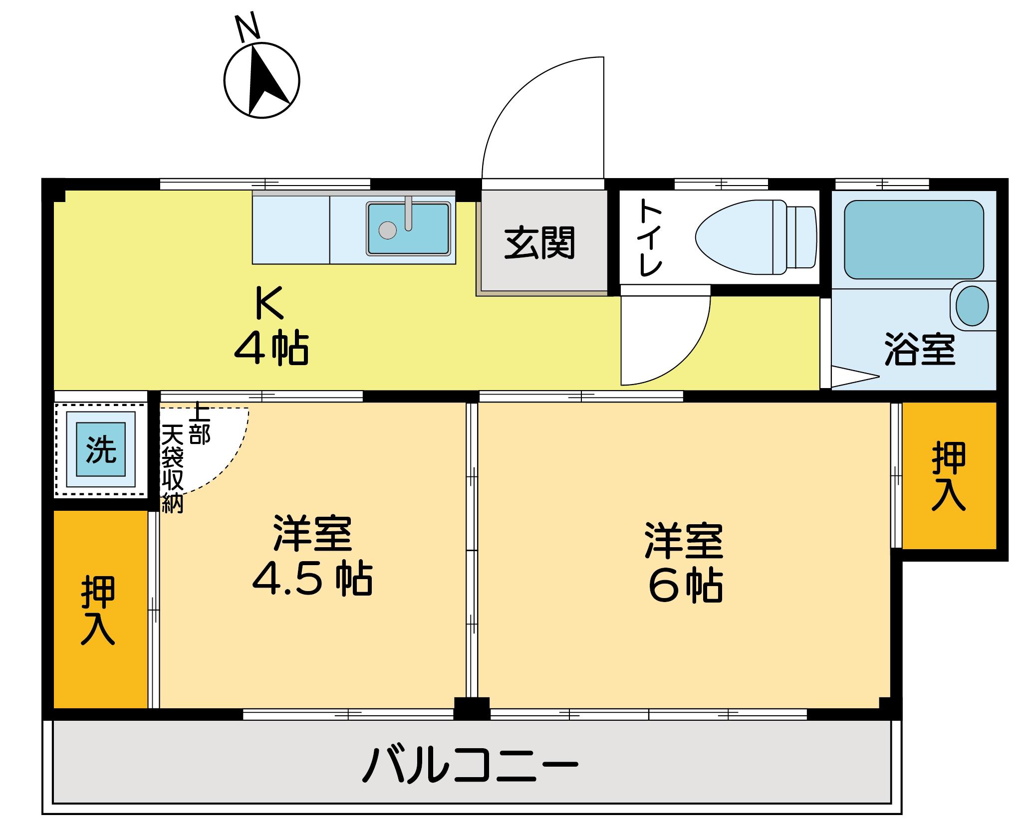 コーポ樫の木(2K/2階)の間取り写真