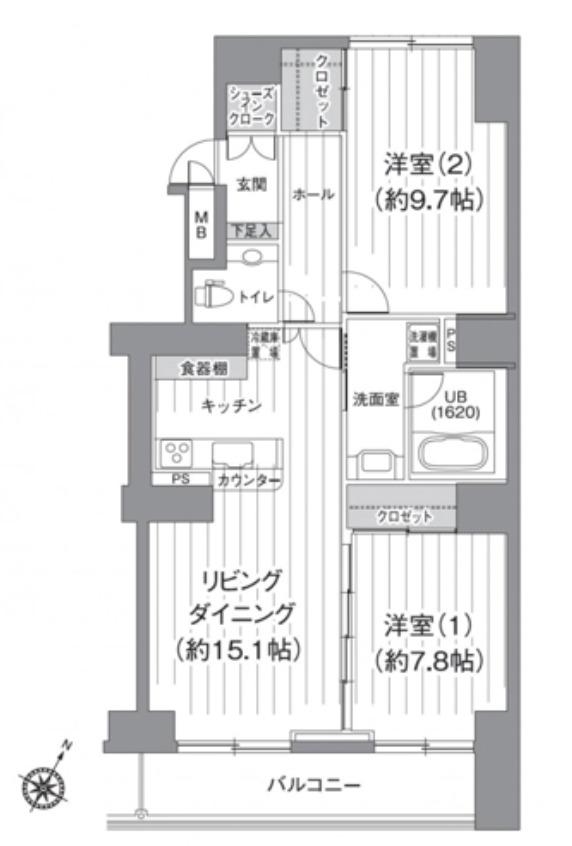 T S GARDEN北柏 2号棟(2LDK/11階)の間取り写真