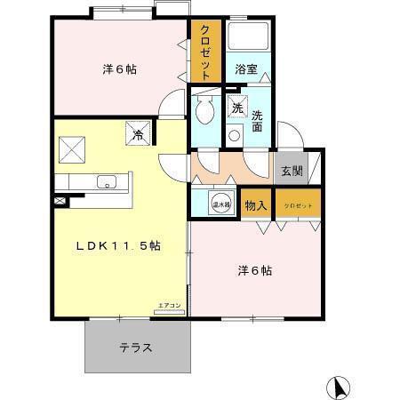 セレネ・城下(2LDK/1階)の間取り写真