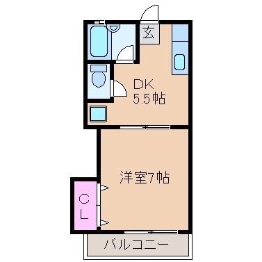 エスポワールII(1DK/1階)の間取り写真