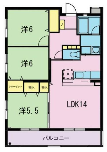 ジューダンブルクII(3LDK/3階)の間取り写真