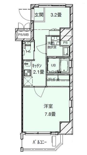 ブルークレール(1DK/3階)の間取り写真