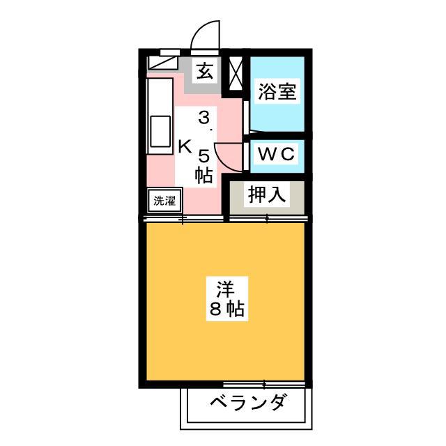 サーティーンガーデンA(1K/2階)の間取り写真