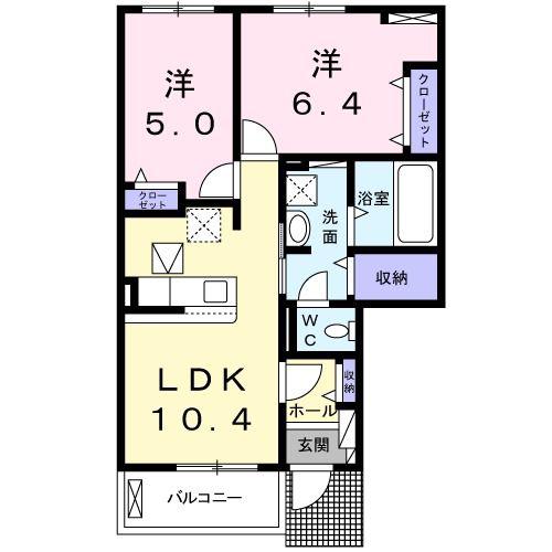 インフォレスト横浜A棟(2LDK/1階)の間取り写真
