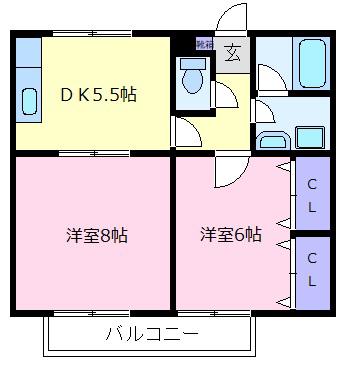 ラピスハイツ(2DK/1階)の間取り写真