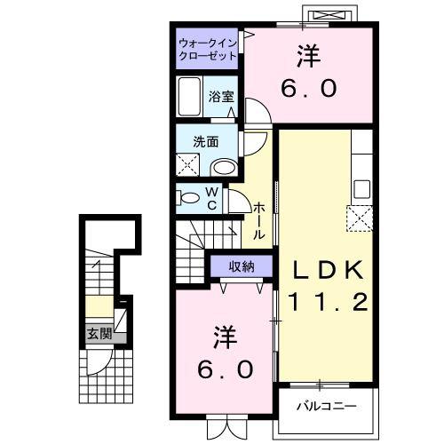 マイン ゲノッセ(2LDK/2階)の間取り写真