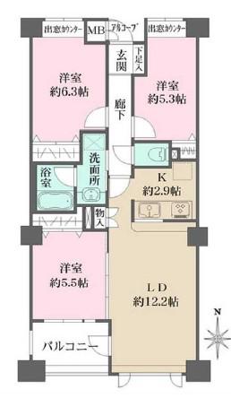 あぽりあすこーと笹塚ウエスト(3LDK/2階)の間取り写真