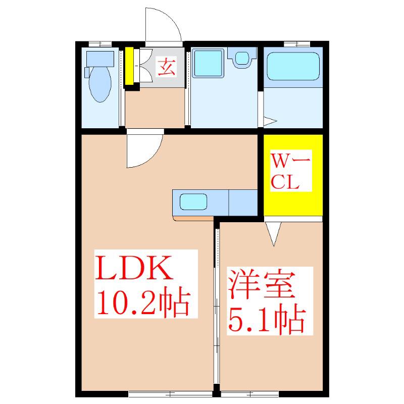 エイチアンドエス(1LDK/1階)の間取り写真