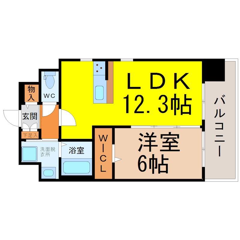 S-FORT大須観音(1LDK/13階)の間取り写真