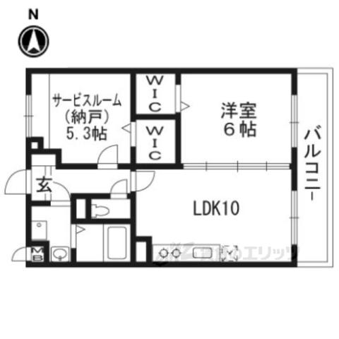 ビューテラス物集女(1LDK/1階)の間取り写真